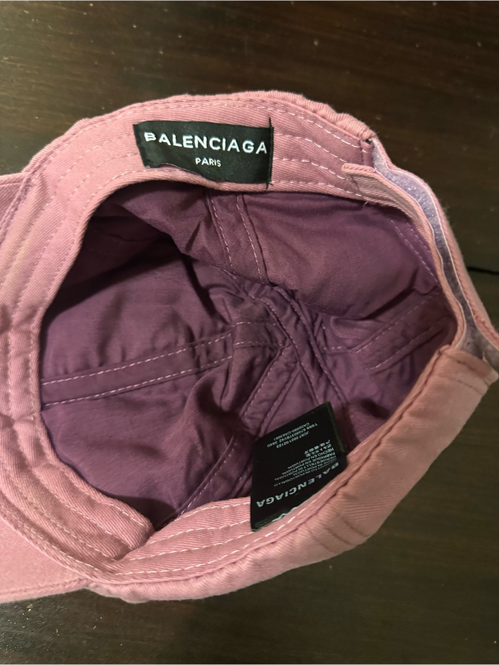 Balenciaga Pink Baseball Cap with Green Paint Detail - Picture 4 of 4